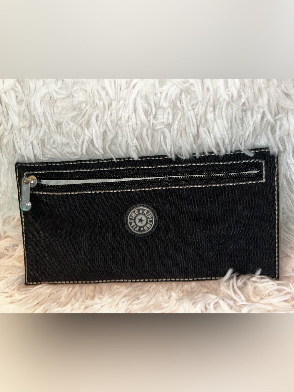 Kipling Black Zip-Front Wallet with Contrast Stitching